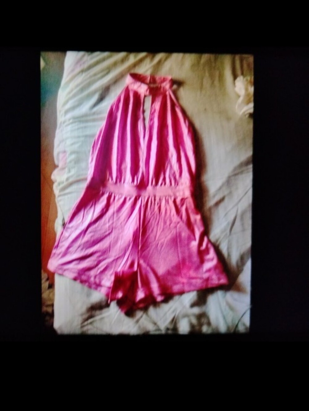 Sleeveless Pink Halter Romper with Elastic Waist